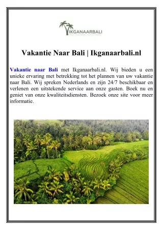 Vakantie Naar Bali Ikganaarbali.nl