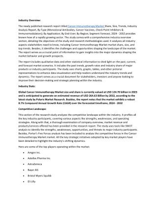 Cancer Immunotherapy Market
