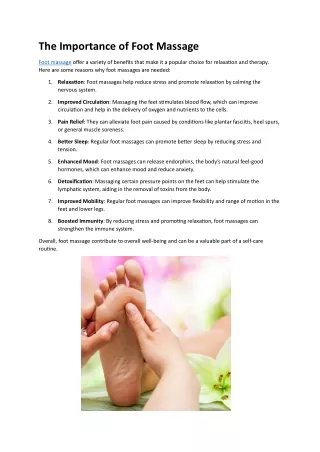 The Importance of Foot Massage