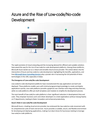 Azure and the Rise of Low-code or No-code Development