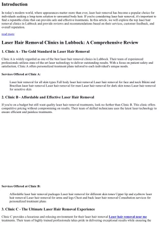 Laser Hair Removal Clinics: Reviews and Recommendations in Lubbock