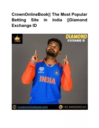 CrownOnlineBook__ The Most Popular Betting Site in India __Diamond Exchange ID