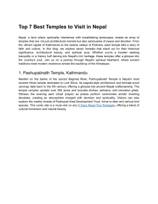 Top 7 Best Temples to Visit in Nepal