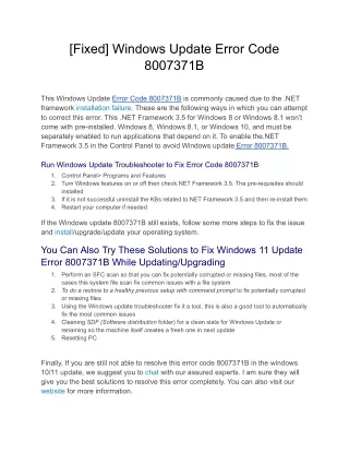 [Fixed] Windows Update Error Code 8007371B