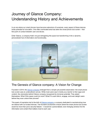 Journey of Glance Company_ Understanding History and Achievements