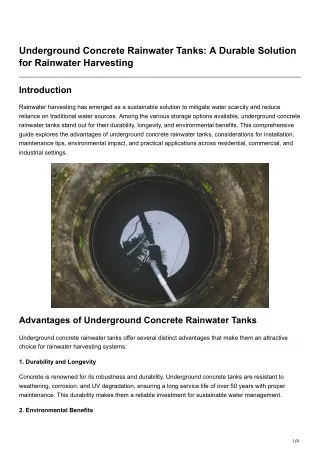 Underground Concrete Rainwater Tanks A Durable Solution for Rainwater Harvesting