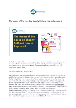 The Impact of Site Speed on Shopify SEO and How to Improve It