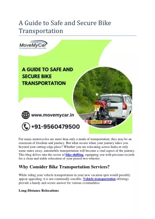 A Guide to Safe and Secure Bike Transportation