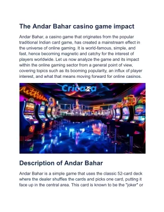 The Andar Bahar casino game impact