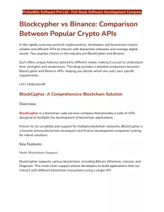 Blockcypher vs Binance Comparison Between Popular Crypto APIs