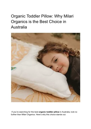 Organic Toddler Pillow: Why Milari Organics is the Best Choice in Australia