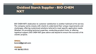 Oxidized Starch Supplier - BIO CHEM NXT