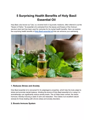 5 Surprising Health Benefits of Holy Basil Essential Oil