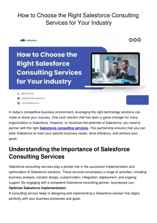 How to Choose the Right Salesforce Consulting Services for Your Industry