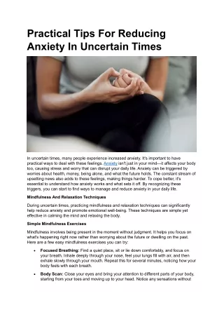 tips for reducing anxiety