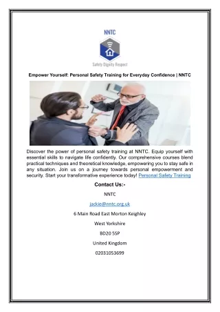 Empower Yourself: Personal Safety Training for Everyday Confidence | NNTC