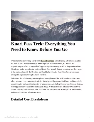 Kuari Pass Trek Everything You Need to Know Before You Go