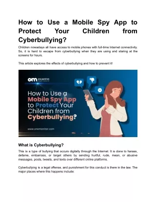 How to Use a Mobile Spy App to Protect Your Children from Cyberbullying