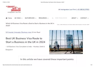 Best UK Business Visa Route to Start a Business in the UK in 2024