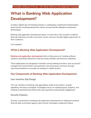 What is Banking Web Application Development