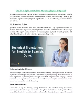 The Art of Epic Translations Mastering English to Spanish