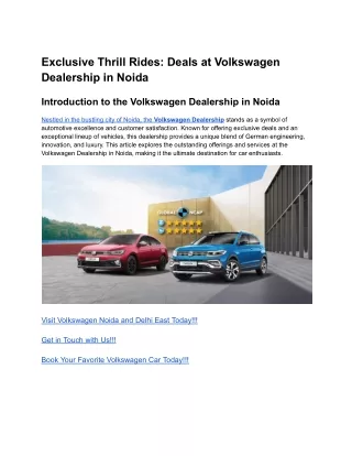 Exclusive Thrill Rides_ Deals at Volkswagen Dealership in Noida