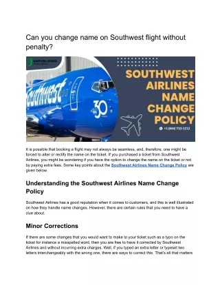 Can you change name on Southwest flight without penalty?