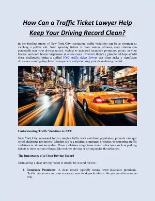 How Can a Traffic Ticket Lawyer Help Keep Your Driving Record Clean