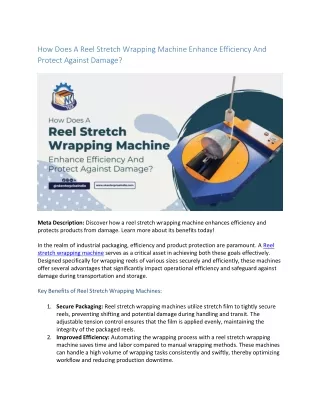 How Does A Reel Stretch Wrapping Machine Enhance Efficiency And Protect Against