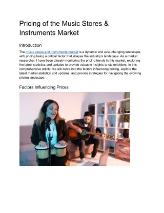 Pricing of the Music Stores & Instruments Market