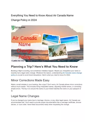 Everything You Need to Know About Air Canada Name Change Policy in 2024