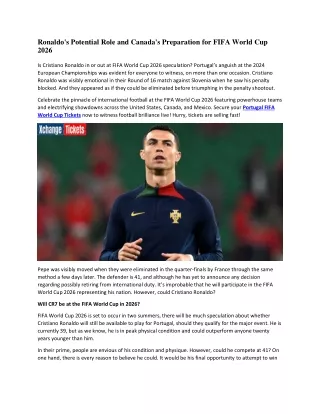 Ronaldo's Potential Role and Canada's Preparation for FIFA World Cup 2026