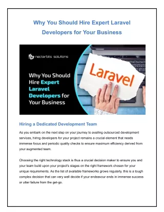 Why You Should Hire Expert Laravel Developers for Your Business