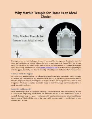 Why Marble Temple for Home is an Ideal Choice