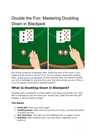 Double the Fun_ Mastering Doubling Down in Blackjack