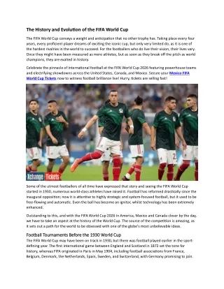 The History and Evolution of the FIFA World Cup