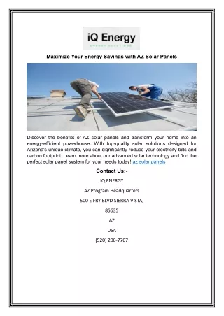 Maximize Your Energy Savings with AZ Solar Panels