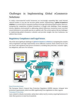 Challenges in Implementing Global eCommerce Solutions