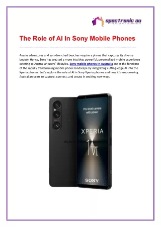 The Role of AI In Sony Mobile Phones