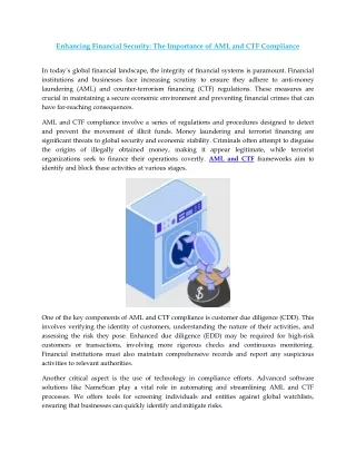 Enhancing Financial Security The Importance of AML and CTF Compliance