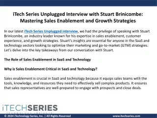 iTech Series Unplugged Interview with Stuart Brinicombe