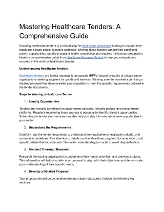 Mastering Healthcare Tenders_ A Comprehensive Guide