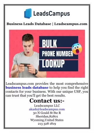 Business Leads Database  Leadscampus.com