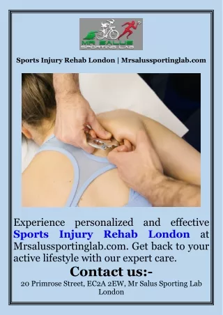 Sports Injury Rehab London  Mrsalussportinglab.com