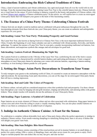 Celebrate Chinese Heritage with an Extravagant China Party Theme