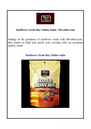 Sunflower Seeds Buy Online India | Mevabite.com