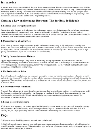 Developing a Low-maintenance Shower Room: Tips for Busy Individuals
