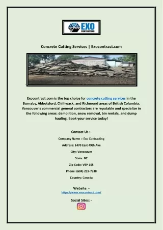 Concrete Cutting Services | Exocontract.com
