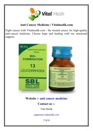 Anti Cancer Medicine   Vitalmedik.com