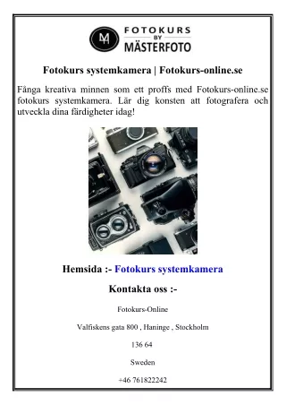 Fotokurs systemkamera   Fotokurs-online.se